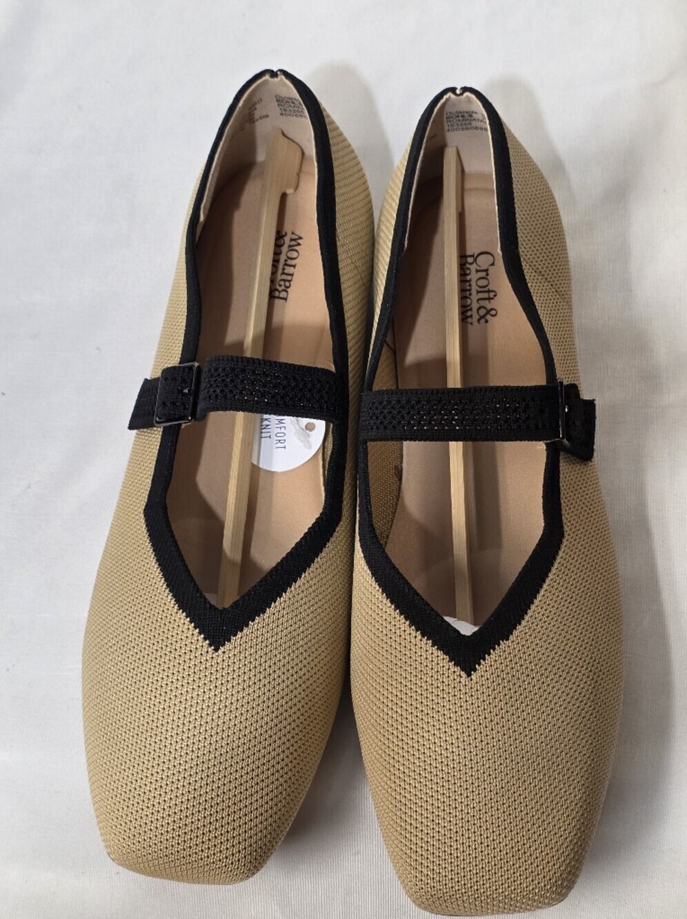 croft & barrow Romina Taupe Comfort Knit Square Toe Mary Jane Flats Size 9.5 - Picture 7 of 12